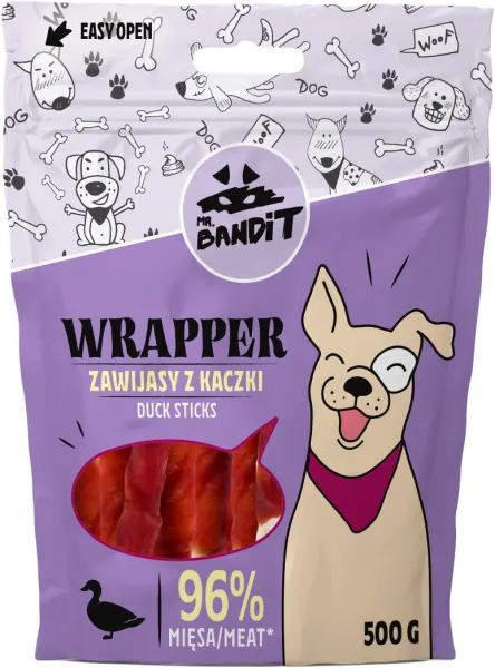 Recompense pentru caini Mr. Bandit WRAPPER, sticks, rata, 500g
