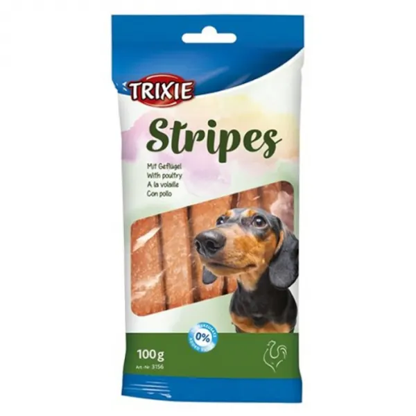 Recompense pentru caini Stripes cu pui 10 buc   100 gr