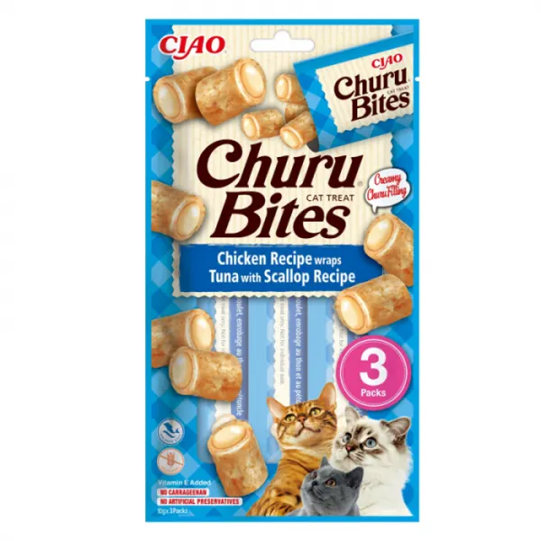 Recompense pentru pisici Churu Bites cu pui  ton  scoici 3 buc x 10 gr