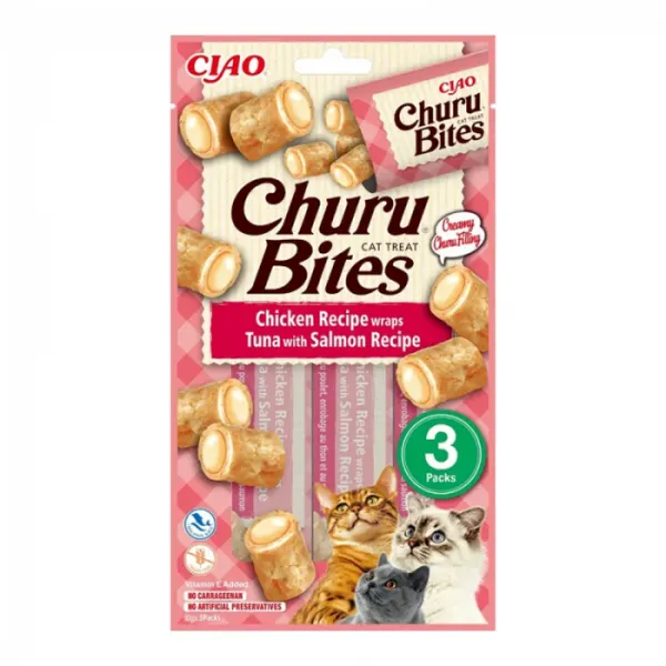 Recompense pentru pisici Churu Bites cu pui  ton  somon 3 buc x 10 gr