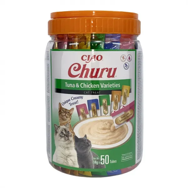 Recompense pentru pisici Churu Cat Varieties cu pui  ton 50 bucati