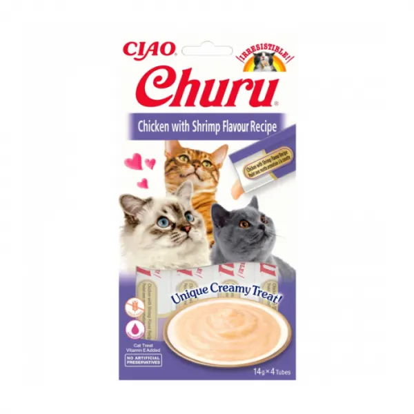 Recompense pentru pisici Churu cu pui  creveti 4 buc x 14 gr