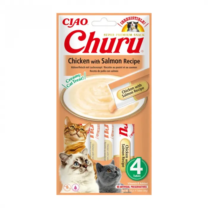 Recompense pentru pisici Churu cu pui  somon 4 buc x 14 gr