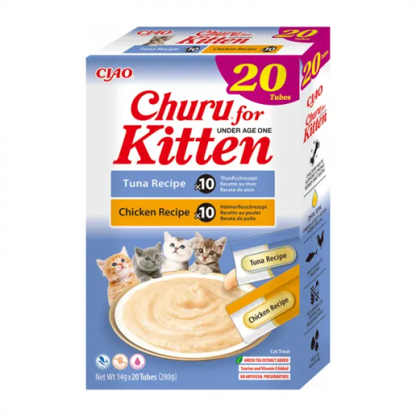 Recompense pentru pisici Churu Kitten cu pui  ton 20 tubes