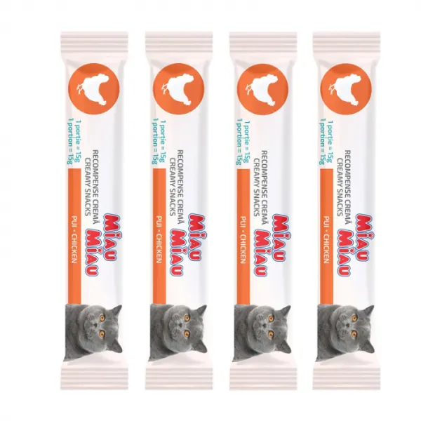 Recompense pentru pisici Miau Miau Creamy Snacks cu pui 4 buc   pachet