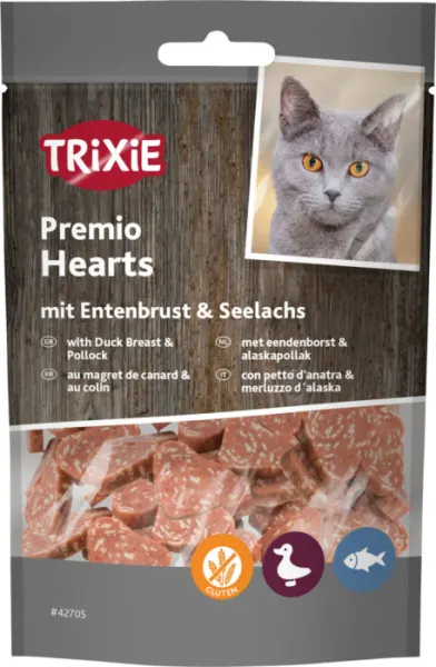 Recompense Pentru Pisici, Premio, Inimioare Cu Rata Si Peste, 50 g