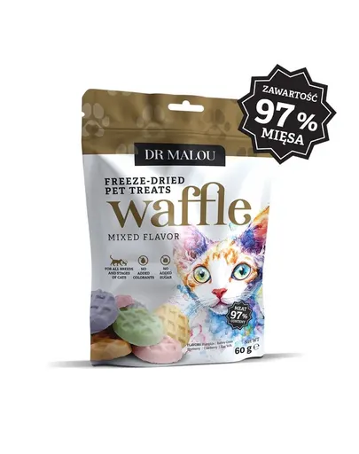 Recompense pisici liofilizate crocante DR MALOU Waffle Mixed Flavor 60 g