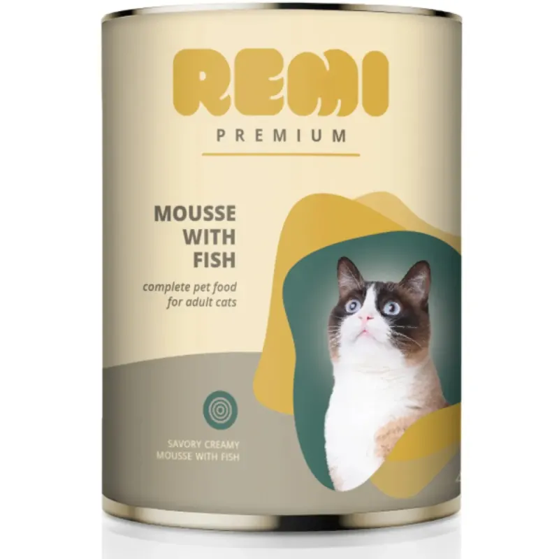 REMI PREMIUM, Pește, conservă hrană umedă pisici, (mousse), 400g