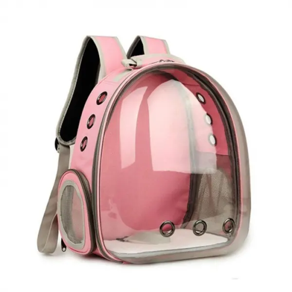 Rucsac transport animale de companie transparent  roz