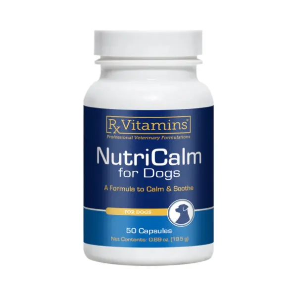 RX VITAMINS NutriCalm, supliment sistem nervos & calmante câini, capsule RX VITAMINS NutriCalm, supliment sistem nervos & calmante câini, flacon, 50 capsule