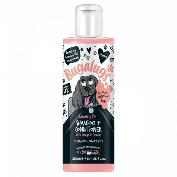Sampon Caini, Bugalugs Luxury 2 in 1, Papaya si Cocos, 250 ml