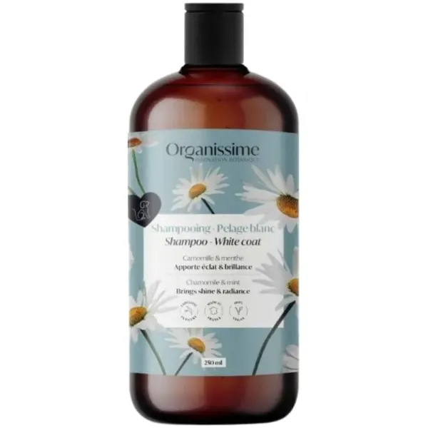 Sampon pentru caini cu blana alba Biogance Dog Shampoo White Chamomile, 250 ml