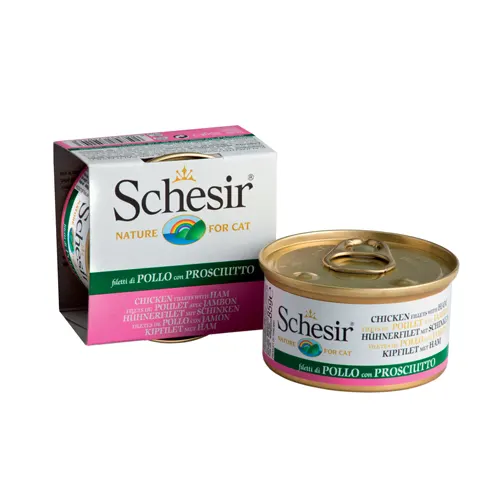 Schesir Pisica Pui File/Sunca 85 g