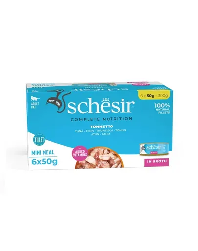 SCHESIR Set conserve pisici, Ton in sos propriu 50 g X6
