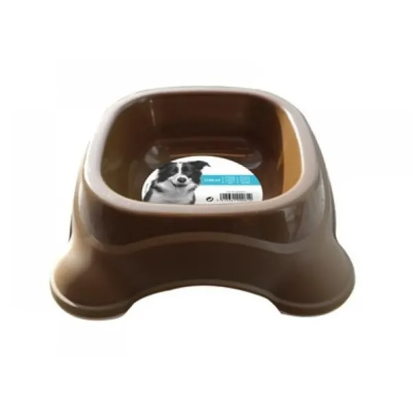 Set 2 x Castron pentru Caini din Plastic, M-Pets, Maro 1150 ml