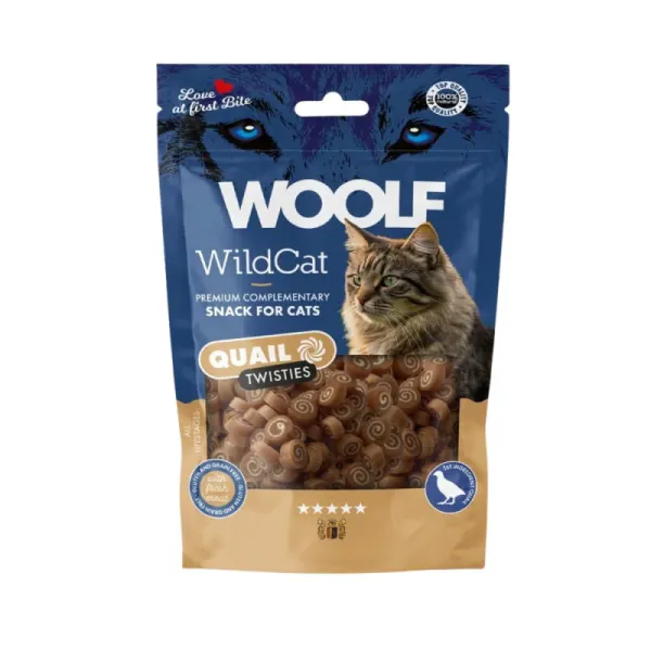 Set 2 x Recompense Pisici Woolf, WildCat Twisties cu Prepelita 50 g
