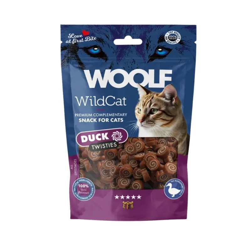 Set 2 x Recompense Pisici Woolf, WildCat Twisties cu Rata 50 g