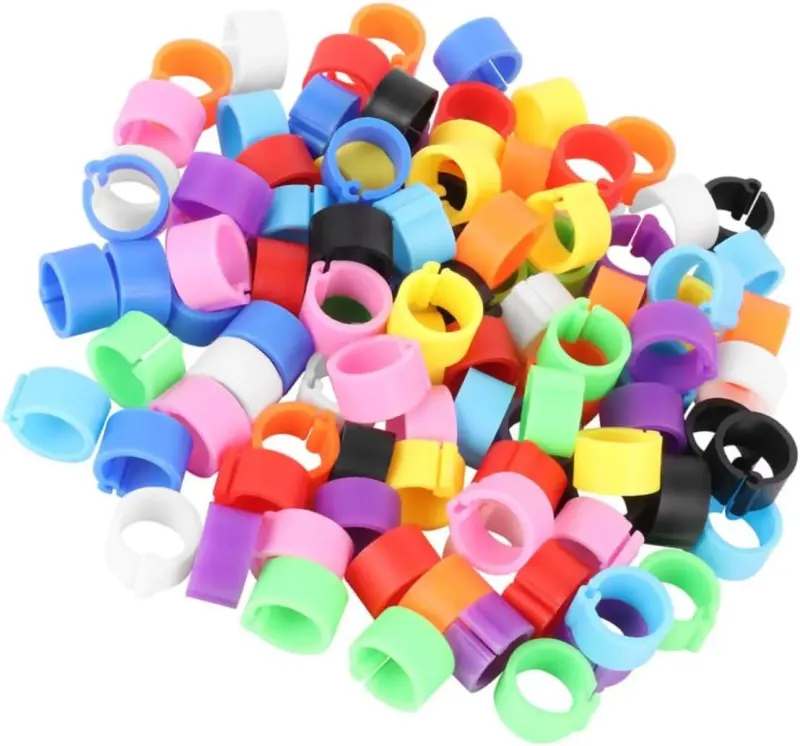 Set 200 inele pentru picioare de porumbel, Plastic, Multicolor