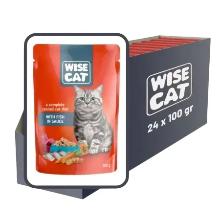 Set 24 buc x 100 gr Hrana umeda pentru pisici Wise cu peste