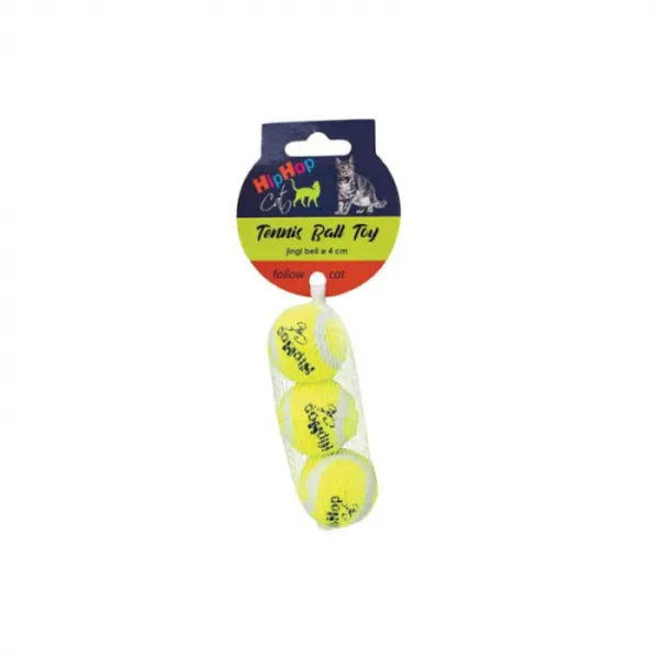 Set 3 mingi de tenis pentru pisici HipHop 4 cm