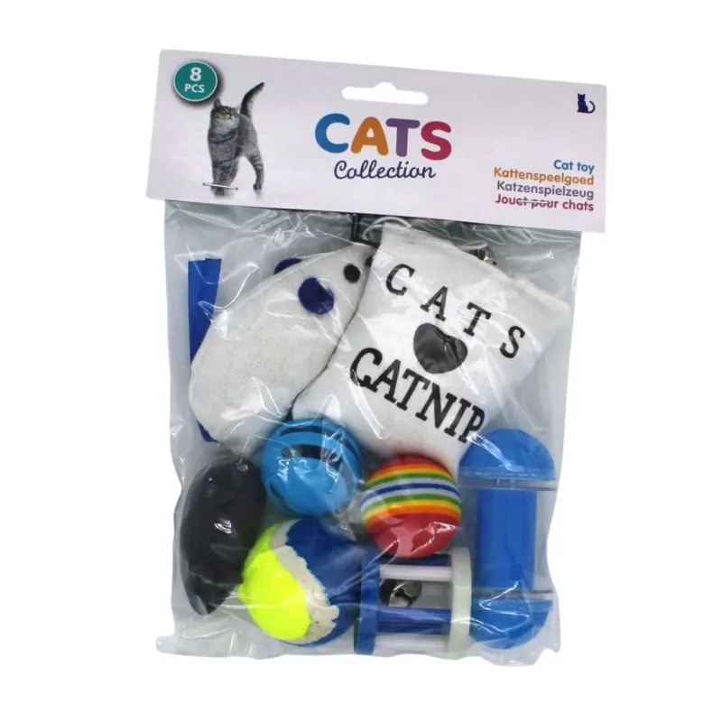 Set 8 piese pentru pisici culoarea albastru