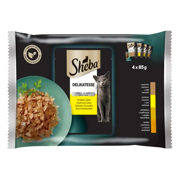 Sheba Plic Pui/Curcan/Rata/Pasare 4X85 G