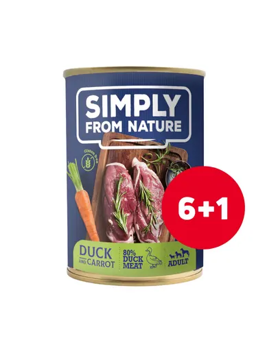 SIMPLY FROM NATURE pachet conserve caini 6 x 400 g + 1 GRATIS rata si morcov