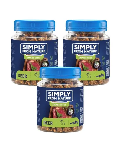SIMPLY FROM NATURE Smart Bites din cerb, recompensa caini 3x130 g