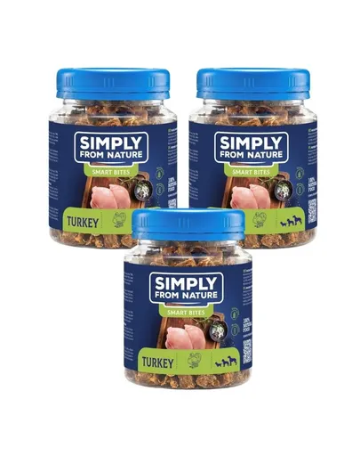 SIMPLY FROM NATURE Smart Bites Recompense pentru caini 3x130 g din curcan