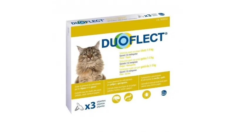 Solutie antiparazitara, spot-on pentru pisici Douflect, 3 pipete