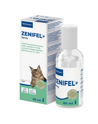 Spray cu efect calmant pentru pisici VIRBAC Zenifel 60 ml feromoni cu adaos de catnip