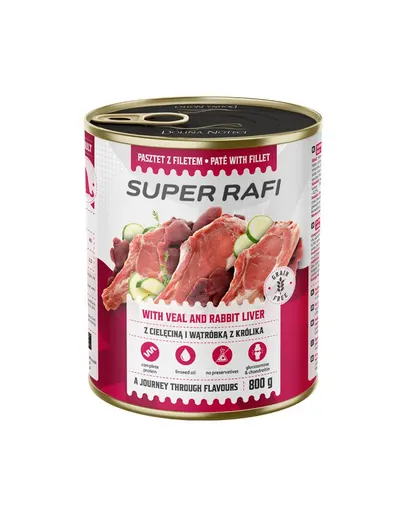 SUPER RAFI Mix 4 Arome 12 x 800 g pate pentru câini