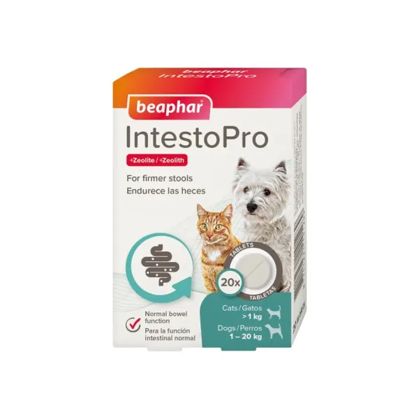 Tablete Digestive Caini si Pisici Beaphar Intestopro, 1-20 kg S/ 20 tablete