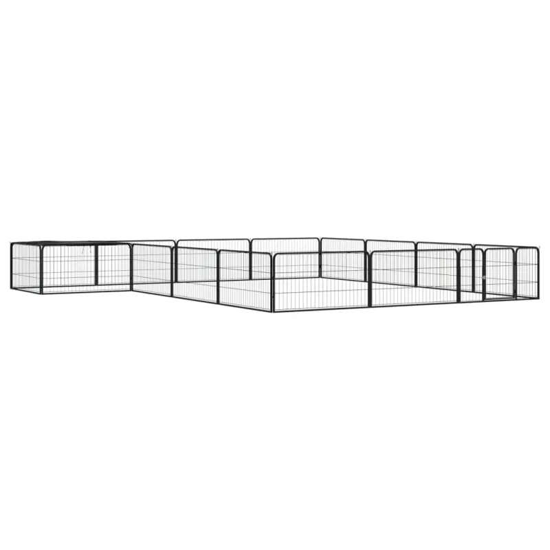 Tarc caini 16 panouri negru 100x50 cm otel vopsit electrostatic