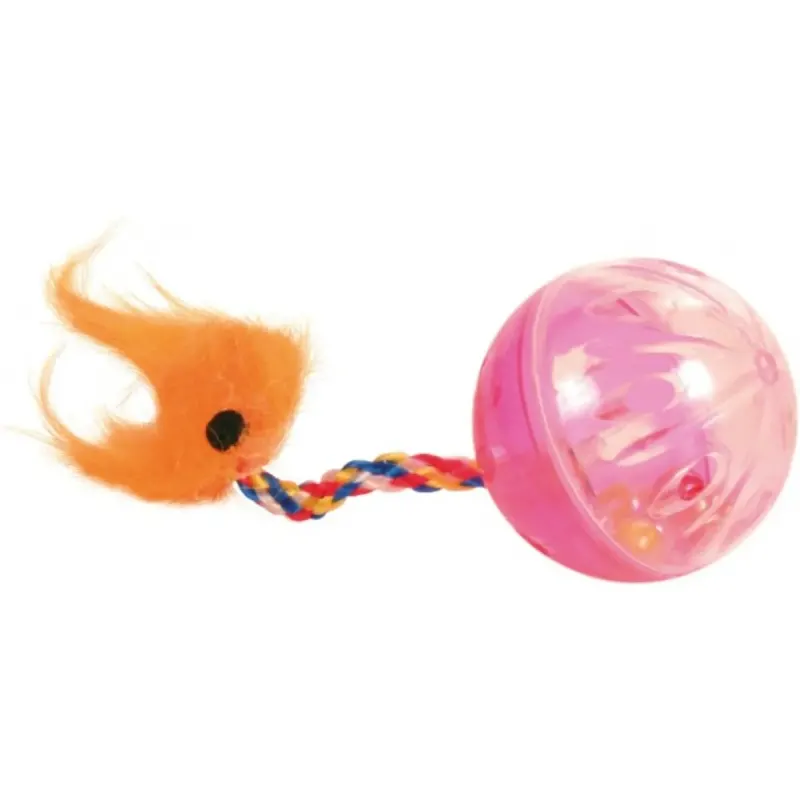 Trixie, 2 mingi cu blăniță, jucărie, pisici, plastic, multicolor, 4cm