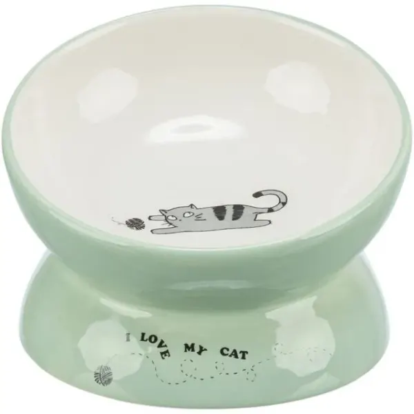Trixie, castron ceramic ridicat ergonomic, verde, 0.15 L/ 13 cm