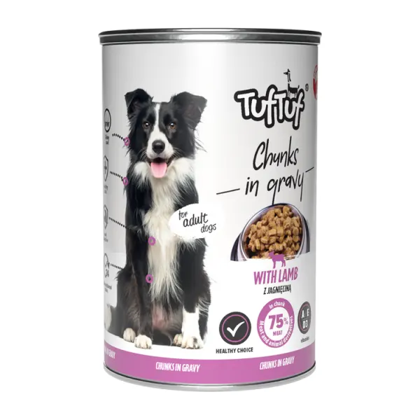 TUF TUF DOG -Hrana umeda CHUNKS cu MIEL- conserva 1250g