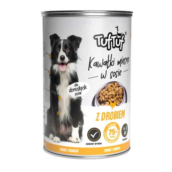 TUF TUF DOG -Hrana umeda CHUNKS cu PUI- conserva 1250g