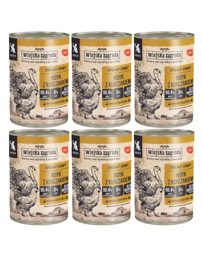 WIEJSKA ZAGRODA Conserva hrana pisoi, cu curcan si pui 6x400g