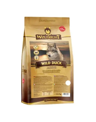 WOLFSBLUT Wild Duck Active hrana caini activi, cu rata si cartofi 12,5 kg