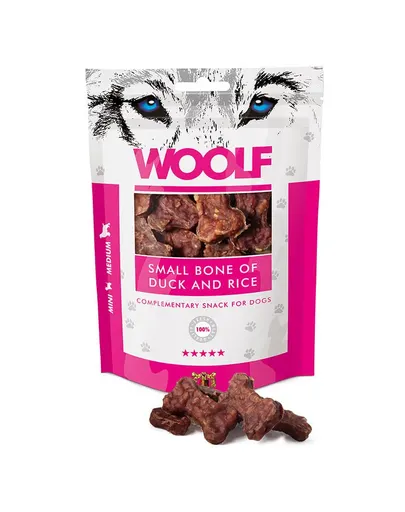 WOOLF Small Bone Of Duck And Rice 100g recompensa cu rata si orez, pentru caini