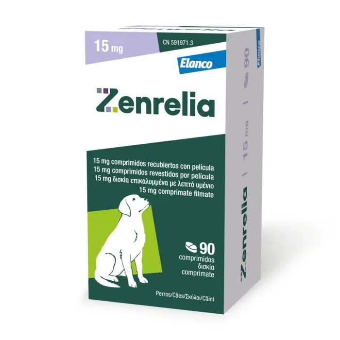 ZENRELIA, Supliment destinat cainilor predispusi la reactii alergice cutanate,  15 mg - 90 tablete