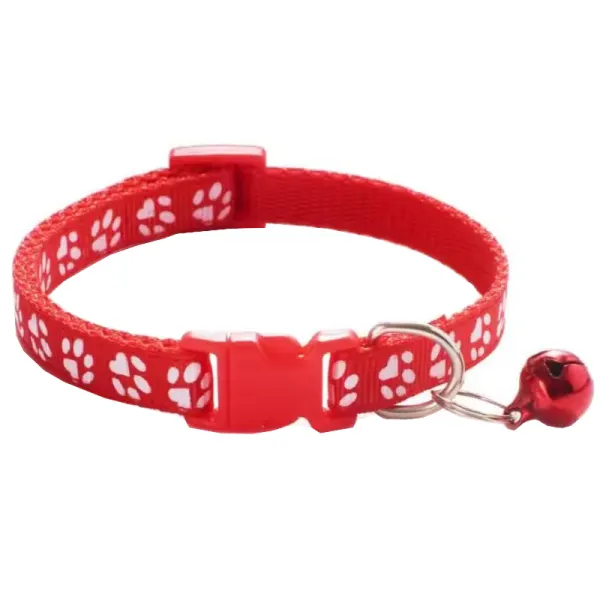 Zgarda Clopotel pentru Animale mici, Marime S, Design labute, Prindere cu Catarama, Textil, Rosu Engros