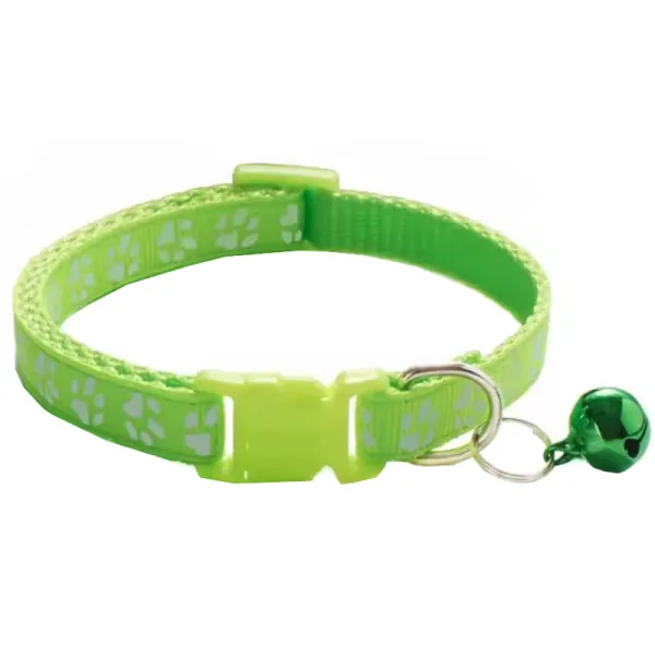 Zgarda Clopotel pentru Animale mici, Marime S, Design labute, Prindere cu Catarama, Textil, Verde Neon Engros