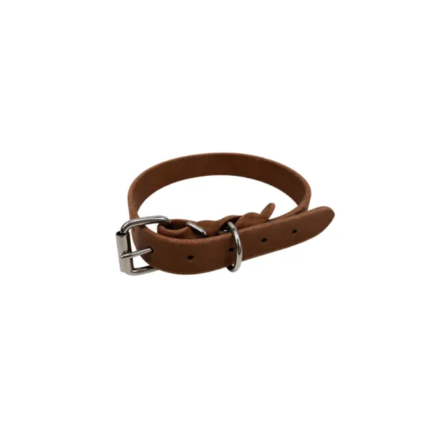 Zgarda din piele simplă - Maro - 40 cm