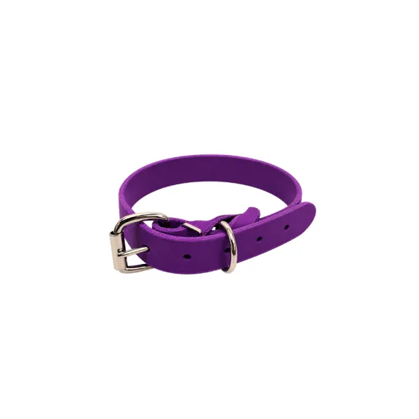 Zgarda din piele simplă - Mov - 35 cm