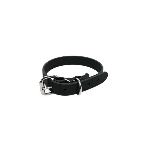 Zgarda din piele simplă - Negru - 50 cm