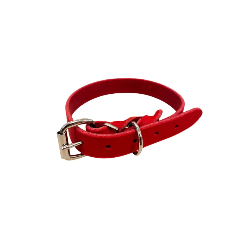 Zgarda din piele simplă - Rosu - 50 cm