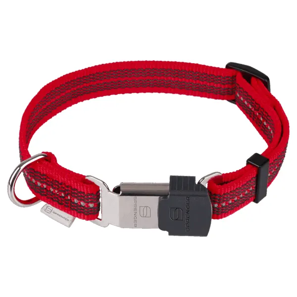 Zgarda nailon Sprenger neon reflectorizanta - 30 - 45 cm - Rosu