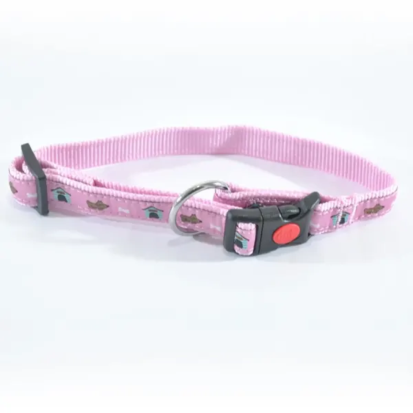Zgarda Nylon Caini Mol Model Pink Click 15 mm x 30-45 cm